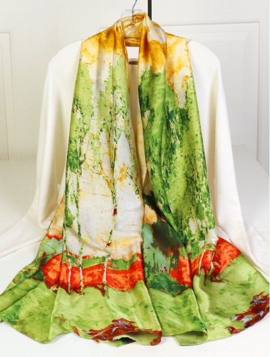 Premium Silk Feeling Spring Print Scarf